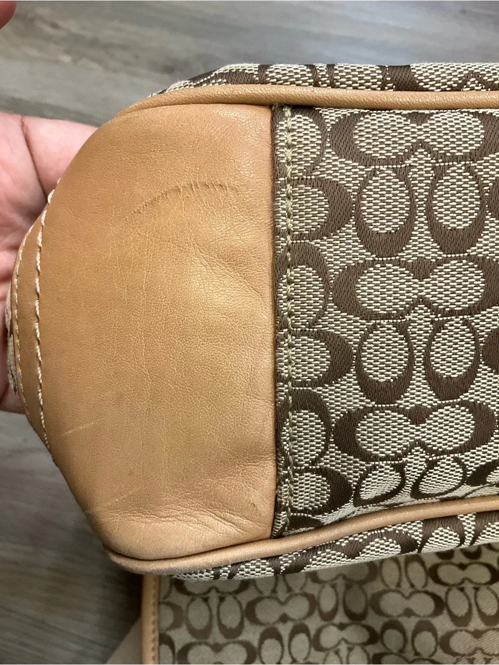 Coach Beige & Tan Signature Canvas Crossbody Bag